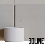 High-resolution 3D model of decorative wall panel with leaf-patterned molding and integrated LED strip lighting