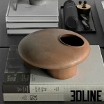 High-resolution 3D model of a modern decorative styling multi-set with books, bowls, glass vase, and dried branches