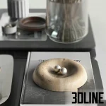 High-resolution 3D model of a modern decorative styling multi-set with books, bowls, glass vase, and dried branches