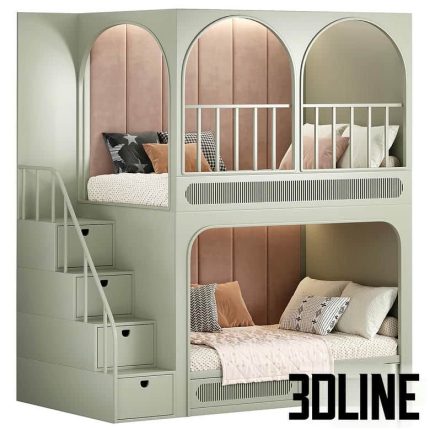 Designer two level bed Kids room 19(3dline.net)