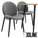 High-quality 3D model set of Tiole fabric dining chairs and Uranus round dining table for modern kitchen visualization