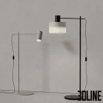 High-quality 3D model set of Estiluz Cyls minimalist floor lamps with metal body and fabric shade
