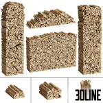 High-detail 3D model set of stacked and packed firewood logs in various formations for fireplace and exterior scene staging