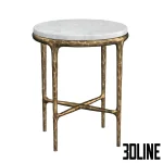 High-end 3D model of HADDEUS round side table with marble top and hammered brass metal base