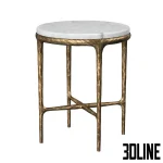 High-end 3D model of HADDEUS round side table with marble top and hammered brass metal base