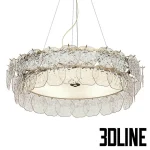 High-detail 3D model of MORELLA round glass panel chandelier by ImperiumLoft for luxury dining and living room visualization