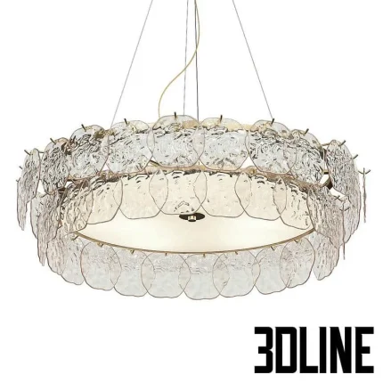 High-detail 3D model of MORELLA round glass panel chandelier by ImperiumLoft for luxury dining and living room visualization