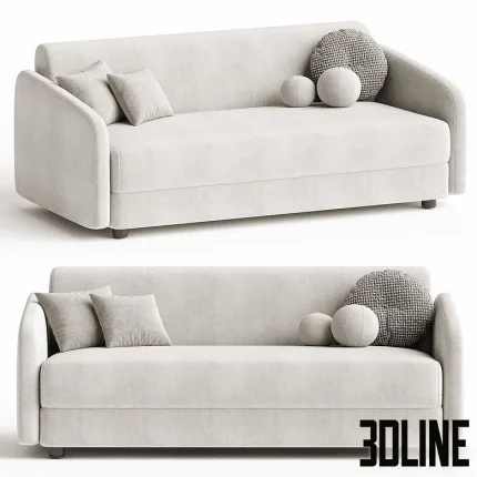 High-quality 3D model of Innovation Eivor 160 sofa bed with cushions for small space and studio apartment visualization