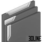 High-resolution 3D model of integrated handle kitchen facade with hidden groove pull for modern handleless cabinet design