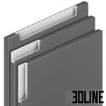 High-resolution 3D model of integrated handle kitchen facade with hidden groove pull for modern handleless cabinet design