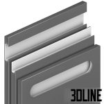 High-resolution 3D model of integrated handle kitchen facade with hidden groove pull for modern handleless cabinet design