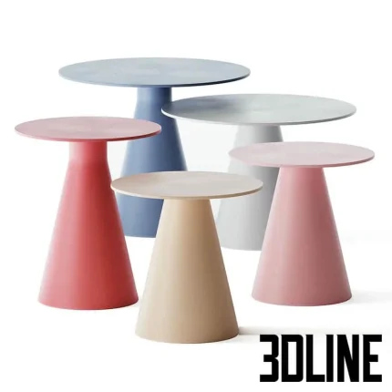 High-quality 3D model set of Jackless colorful round metal coffee tables by Bla Station