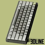 High-resolution 3D model of KEYCHRON K12 mechanical keyboard with compact 60% layout for modern office visualization