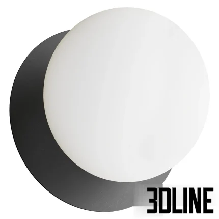 High-resolution 3D model of a LARGE OPAL round ceiling lamp with white opal glass diffuser and black metal plate