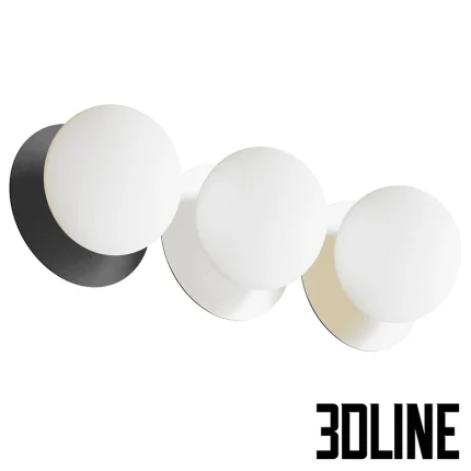 High-resolution 3D model of a LARGE OPAL round ceiling lamp with white opal glass diffuser and black metal plate