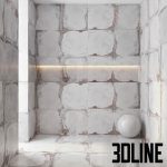 High-resolution 3D material of LA FABBRICA NAXA distressed porcelain tile with worn cement effect for industrial interior visualization