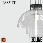 High-resolution 3D model of Lasvit Transmission tiered glass pendant light with central LED tube and industrial metal accents