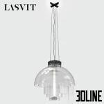 High-resolution 3D model of Lasvit Transmission tiered glass pendant light with central LED tube and industrial metal accents