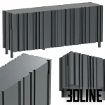 High-end 3D model of Laurameroni Bamboo Lounge sideboard with vertical fluted texture and matte black finish