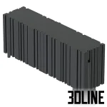 High-end 3D model of Laurameroni Bamboo Lounge sideboard with vertical fluted texture and matte black finish