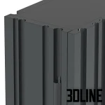 High-end 3D model of Laurameroni Bamboo Lounge sideboard with vertical fluted texture and matte black finish