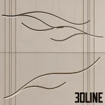 High-resolution 3D model of a Minimalist Luxe curved linear LED chandelier in black and gold finishes