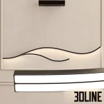 High-resolution 3D model of a Minimalist Luxe curved linear LED chandelier in black and gold finishes