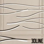 High-resolution 3D model of a Minimalist Luxe curved linear LED chandelier in black and gold finishes