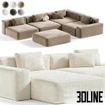 High-resolution 3D model of BON ONE modular sofa with deep seating cushions and multiple configuration options in fabric