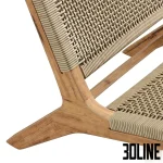 High-quality 3D model of NAIROBI woven garden armchair with wooden frame and rope texture for outdoor rendering