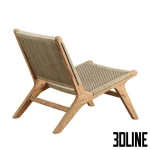 High-quality 3D model of NAIROBI woven garden armchair with wooden frame and rope texture for outdoor rendering