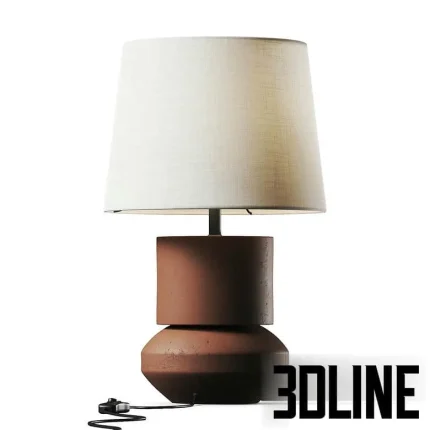 High-quality 3D model of Nova Luce Izumi table lamp with terracotta ceramic base and white fabric shade for rustic modern interior render