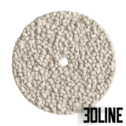 High-detail 3D model of a circular decorative wall panel with white pebble/panno texture for V-Ray render
