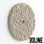 High-detail 3D model of a circular decorative wall panel with white pebble/panno texture for V-Ray render