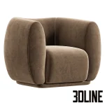 High-end 3D model of STUDIOPARISIEN Panther armchair in textured bouclé fabric for luxury contemporary interior render