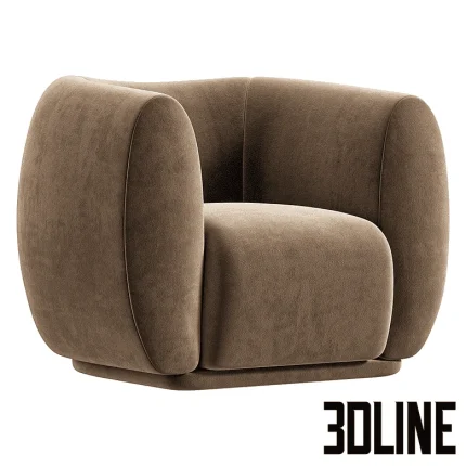 High-end 3D model of STUDIOPARISIEN Panther armchair in textured bouclé fabric for luxury contemporary interior render