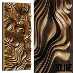 High-detail 3D model of a parametric wood wall panel with liquid, flowing design for luxury interior render