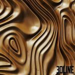 High-detail 3D model of a parametric wood wall panel with liquid, flowing design for luxury interior render