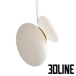High-end 3D model of Asenat oval stone pendant lamp with layered translucent shades and minimal hanging wire