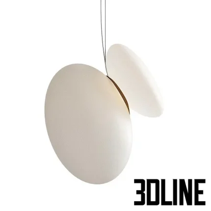 High-end 3D model of Asenat oval stone pendant lamp with layered translucent shades and minimal hanging wire