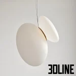 High-end 3D model of Asenat oval stone pendant lamp with layered translucent shades and minimal hanging wire