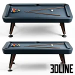 High-resolution 3D model of RS Barcelona Diagonal 7ft indoor pool table with slate top and accessories for luxury game room visualization