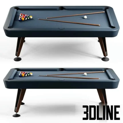 High-resolution 3D model of RS Barcelona Diagonal 7ft indoor pool table with slate top and accessories for luxury game room visualization