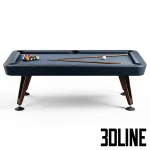High-resolution 3D model of RS Barcelona Diagonal 7ft indoor pool table with slate top and accessories for luxury game room visualization