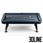 High-resolution 3D model of RS Barcelona Diagonal 7ft indoor pool table with slate top and accessories for luxury game room visualization