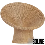 High-quality 3D model of Richard Lampert E-10 woven rattan cone-shaped armchair for luxury outdoor and interior render