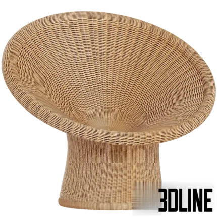 High-quality 3D model of Richard Lampert E-10 woven rattan cone-shaped armchair for luxury outdoor and interior render