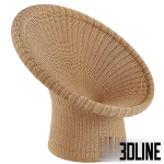 High-quality 3D model of Richard Lampert E-10 woven rattan cone-shaped armchair for luxury outdoor and interior render