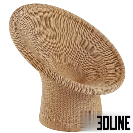 High-quality 3D model of Richard Lampert E-10 woven rattan cone-shaped armchair for luxury outdoor and interior render