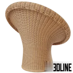 High-quality 3D model of Richard Lampert E-10 woven rattan cone-shaped armchair for luxury outdoor and interior render